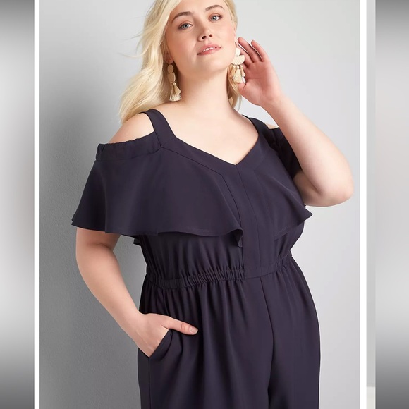 Lane Bryant Lena Off the Shoulder Jumpsuit - Picture 2 of 9